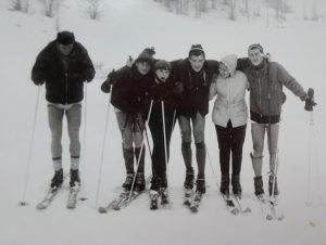 1967. Skijanje veslačica i veslača u Begovom razdolju Slijeva M.Kuzele, S.Bubanj, Petra Matejčić, A.Simonić, Branka Milinović i V.Kabalin.